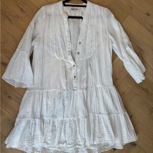 Faherty White Long Sleeve Dress